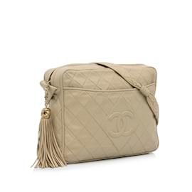 Chanel-Sac photo beige Chanel Vintage CC à pompon-Beige