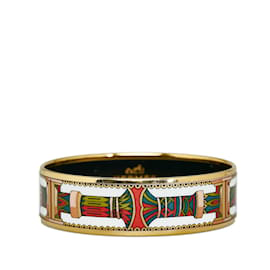 Hermès-Pulseira de traje de pulseira de esmalte largo Hermes de ouro-Dourado