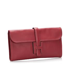 Hermès-Bolsa Clutch Hermes Swift Jige Elan Vermelha-Vermelho