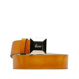 Gucci-Yellow Gucci Patent Leather Belt EU 85-Yellow