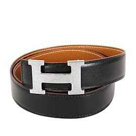 Hermès-Cinturón reversible Hermes Constance negro UE 95-Negro