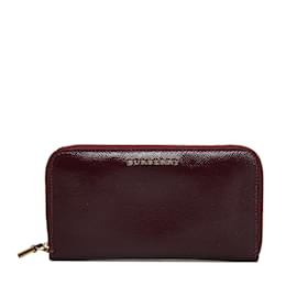 Burberry-Red Burberry Leather Long Wallet-Red