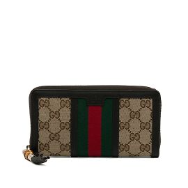 Cartera de bambú Rania de lona GG marrón de Gucci Castaño