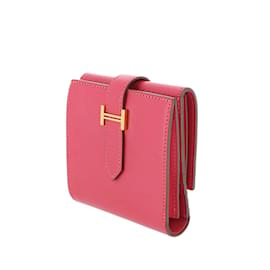 Hermès-Pink Hermes Tadelakt Bearn Recto Verso Wallet-Pink