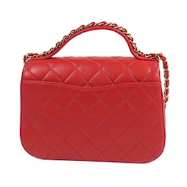 Chanel-Red Chanel Top Handle Flap Satchel-Red