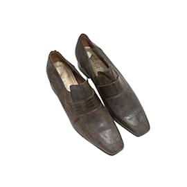 Yves Saint Laurent-Vintage Olive Yves Saint Laurent Lizard Loafers Size 37-Other