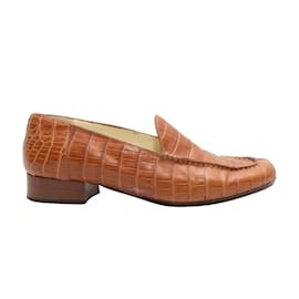 Luciano Barbera-Tan Luciano Barbera Croc Loafers Size 37-Camel