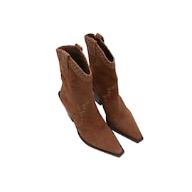 Alice + Olivia-Brown Alice + Olivia Suede Mid-Calf Cowboy Boots Size 39.5-Brown