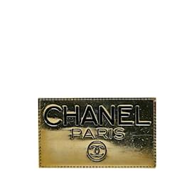 Chanel-Gold Chanel CC Logo Plate Brooch-Golden