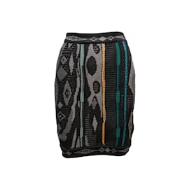 Autre Marque-Vintage Black & Multicolor Cuggi Wool Knit Skirt Size US M-Black