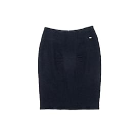 Chanel-Navy Chanel Fall/Winter 2008 Wool Skirt Size FR 36-Navy blue