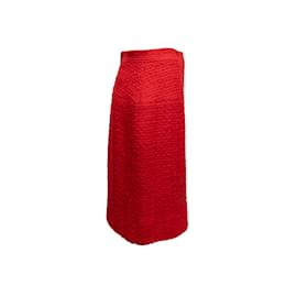 Autre Marque-Saia Chanel Boutique Tweed Vermelha Vintage Tamanho EUA S-Vermelho