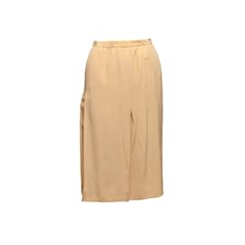 Chanel-Vintage Beige Chanel Silk Midi Skirt Size FR 38-Beige