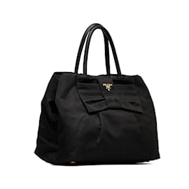 Prada-Black Prada Tessuto Fiocco Bow Handbag-Black