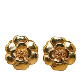 Chanel-Gold Chanel Camellia Clip-on Earrings-Golden