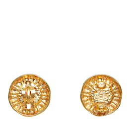 Chanel-Pendientes de clip Chanel dorados con strass-Dorado