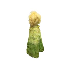 Pierre Cardin-Vintage Lime & Yellow Pierre Cardin 60s Feather Haute Couture Gown Size US XS-Yellow