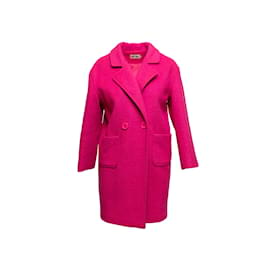 Miu Miu-Hot Pink Miu Miu Double-Breasted Wool Coat Size US S-Pink