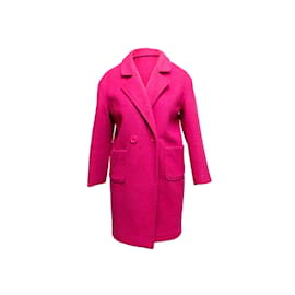 Miu Miu-Hot Pink Miu Miu Double-Breasted Wool Coat Size US S-Pink