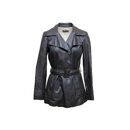 Autre Marque Navy Fratelli Rossetti Double-Breasted Leather Jacket Size IT 42 Navy blue