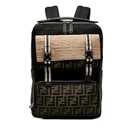 Fendi-Brauner Fendi Zucca Rucksack mit mehreren Taschen-Braun