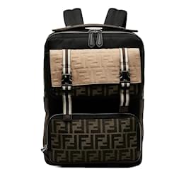 Fendi-Brown Fendi Zucca Multi Pocket Backpack-Marrone
