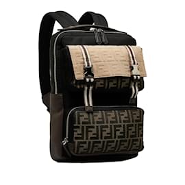 Fendi-Brown Fendi Zucca Multi Pocket Backpack-Brown