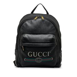 Gucci-Mochila preta com logotipo Gucci-Preto