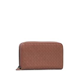 Bottega Veneta-Pink Bottega Veneta Intrecciato Zip Around Long Wallet-Pink