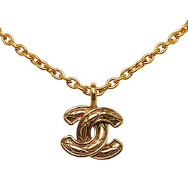 Chanel-Collier pendentif CC Chanel doré-Doré