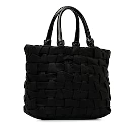 Prada-Black Prada Woven Tessuto Tote Bag-Black