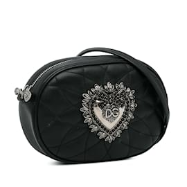 Dolce & Gabbana-Black Dolce&Gabbana Mini Devotion Crossbody Bag-Black