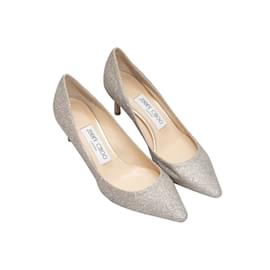 Jimmy Choo-Escarpins argentés Jimmy Choo à bout pointu et paillettes Taille 35-Argenté