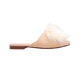 Autre Marque-Pink & White Alameda Turquesa Furry Mules Size 37-Pink