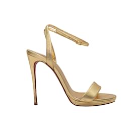 Christian Louboutin-Gold Christian Louboutin Leather Heeled Sandals Size 37-Golden