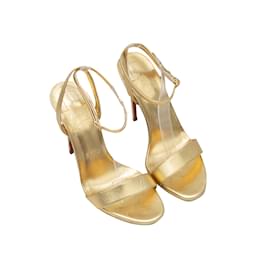 Christian Louboutin-Gold Christian Louboutin Leather Heeled Sandals Size 37-Golden