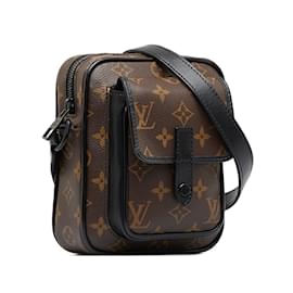 Louis Vuitton-Bolso bandolera portátil Louis Vuitton Macassar Christopher marrón con monograma-Castaño