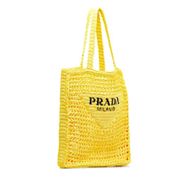 Prada-Cabas jaune à logo en raphia Prada-Jaune
