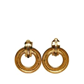 Chanel-Gold Chanel Gold-Tone Hoop Earrings-Golden