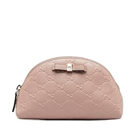 Gucci-Pink Gucci Guccissima Bow Pouch-Pink