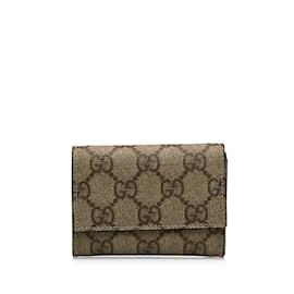 Gucci-Carteira Compacta Gucci GG Supreme Marrom-Marrom