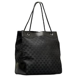 Gucci-Black Gucci GG Canvas Gifford Tote Bag-Black