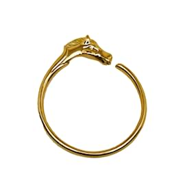 Hermès-Gold Hermes Horse Head Bangle Costume Bracelet-Golden