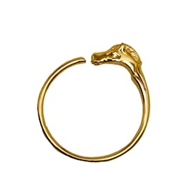 Hermès-Bracelet de costume en or Hermes Horse Head Bangle-Doré