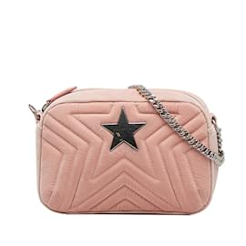 Stella Mc Cartney-Pink Stella McCartney Quilted Star Velvet Crossbody Bag-Pink