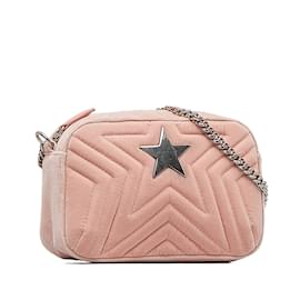 Stella Mc Cartney-Pink Stella McCartney Quilted Star Velvet Crossbody Bag-Pink