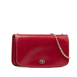 Loewe-Red Loewe Patent Leather Chain Wallet-Red