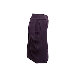 Alaïa-Vintage Dark Purple Alaia Wool Knit Skirt Size M-Purple