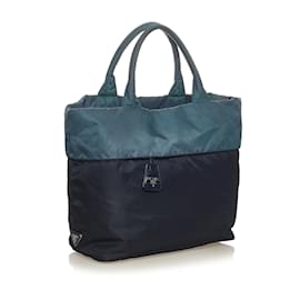 Prada-Blue Prada Tessuto Reversible Tote Bag-Blue