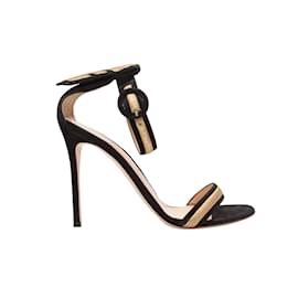 Gianvito Rossi-Black & Gold Gianvito Rossi Suede Heeled Sandals Size 41-Black